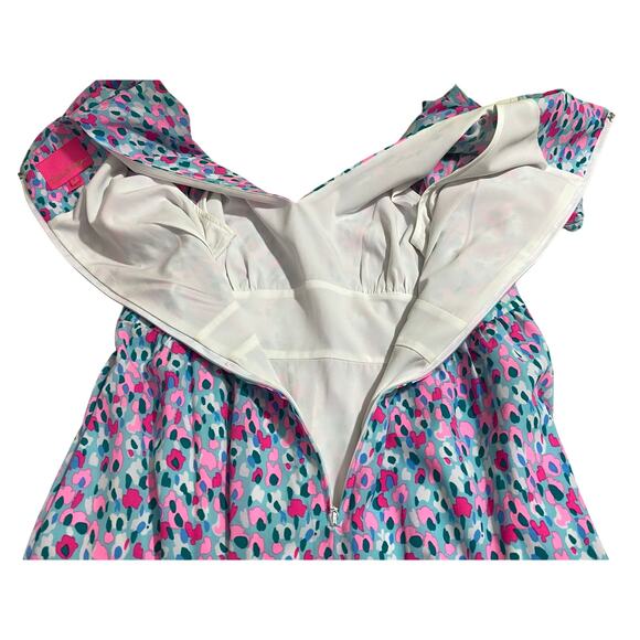 Lilly Pulitzer Hottie Dottie Blaire Stretch Dress Teal Pink Size 8 W/Pencils! - Picture 9 of 16
